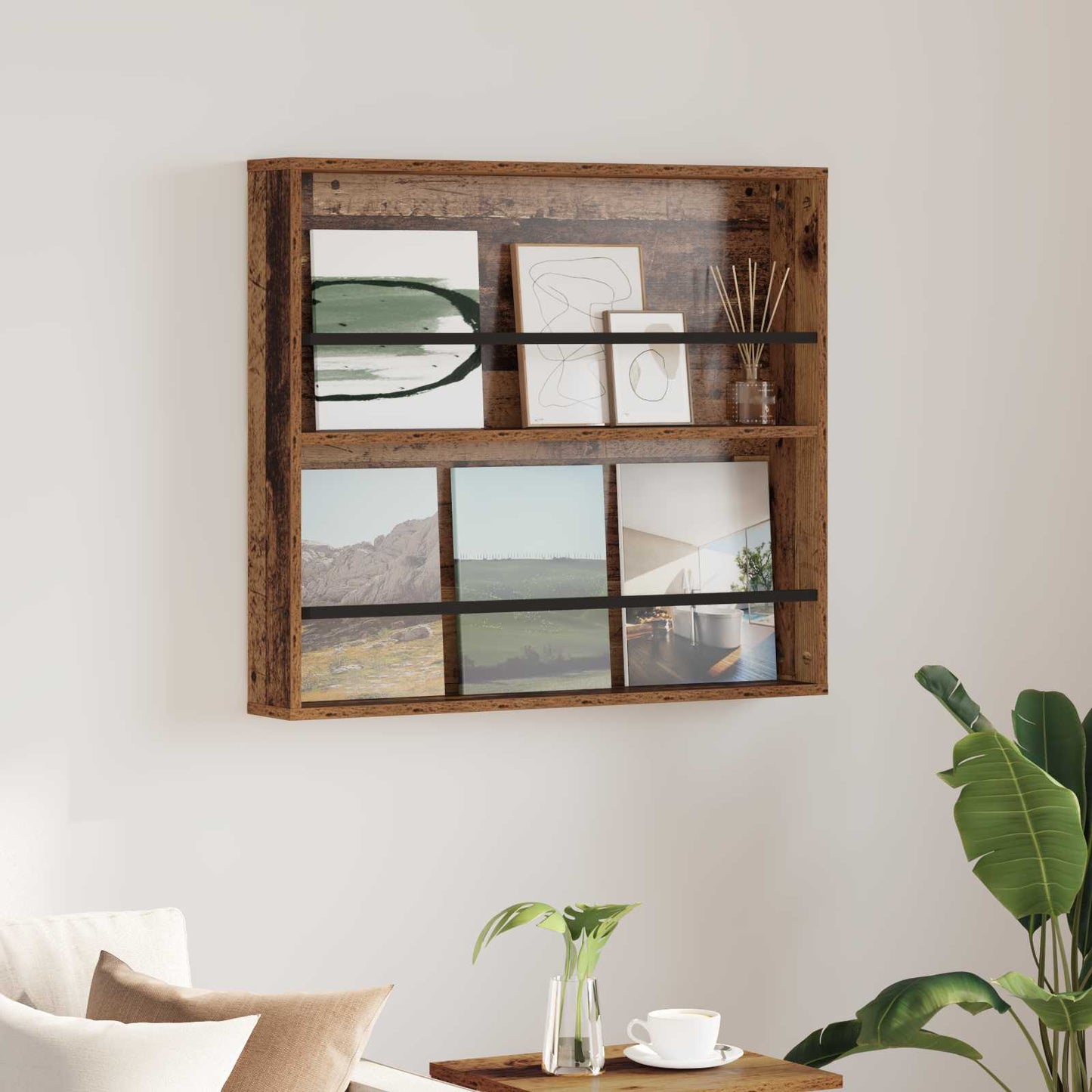 Tijdschrift Rek Met Plank Oudhout Bewerkt Hout 1 80 x 12 x 70 cm Oud hout