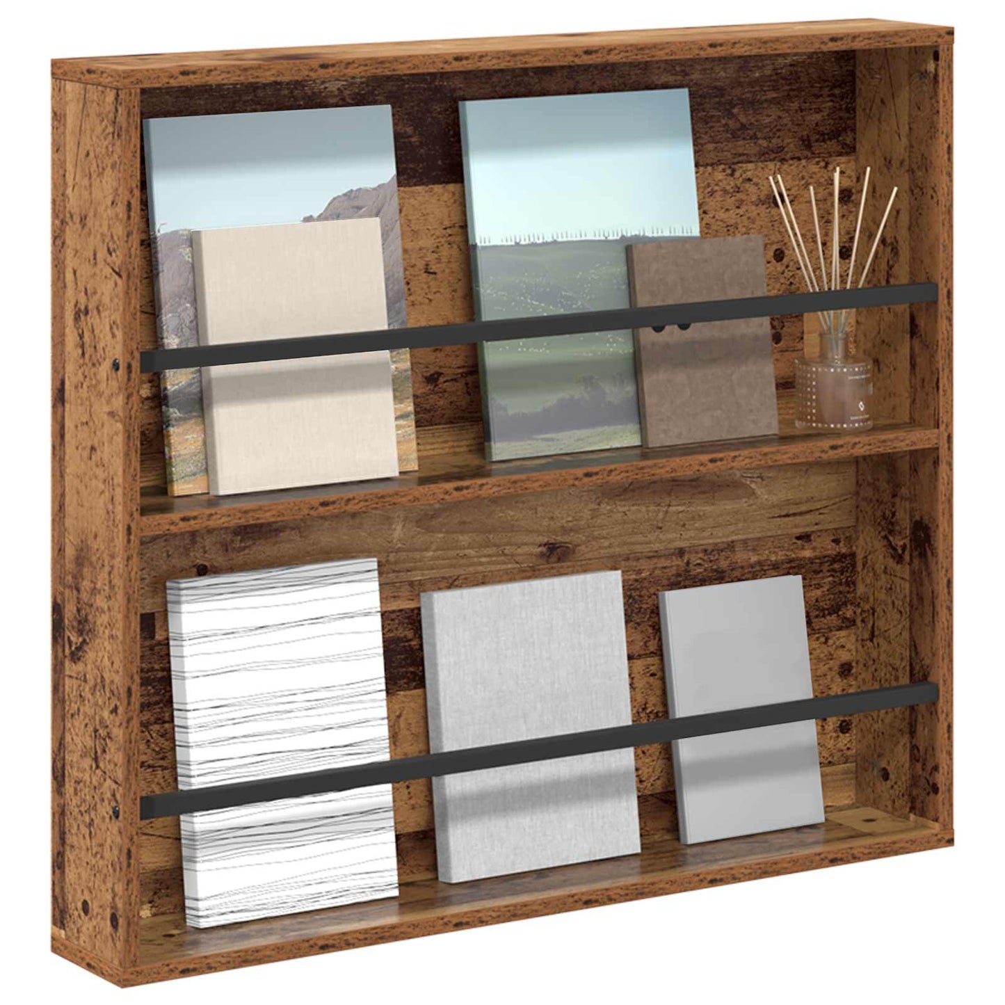 Tijdschrift Rek Met Plank Oudhout Bewerkt Hout 1 80 x 12 x 70 cm Oud hout