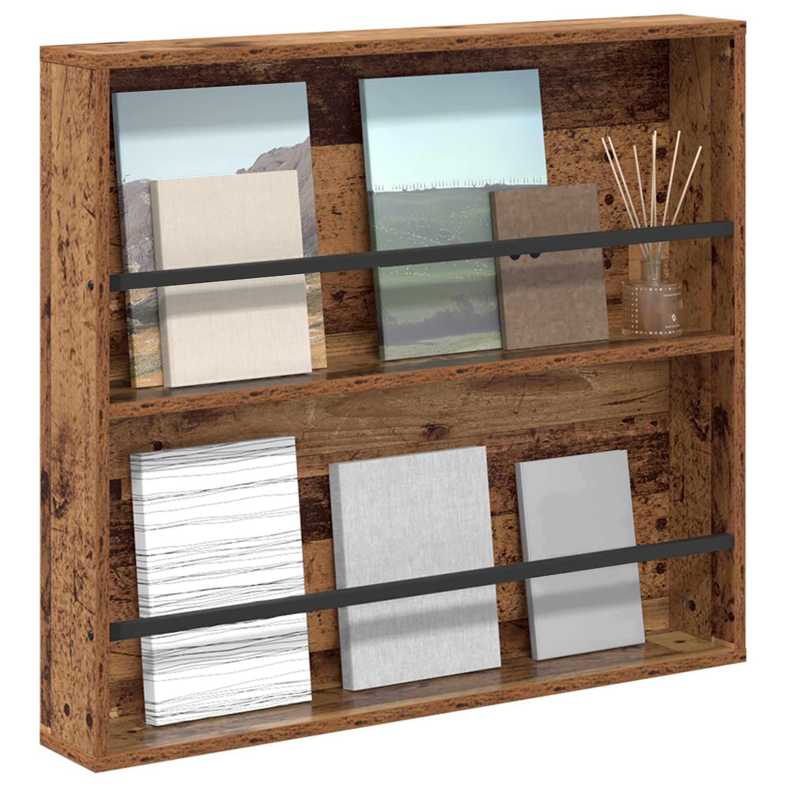 Tijdschrift Rek Met Plank Oudhout Bewerkt Hout 1 80 x 12 x 70 cm Oud hout