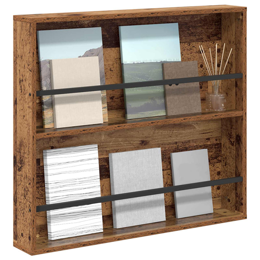 Tijdschrift Rek Met Plank Oudhout Bewerkt Hout 1 80 x 12 x 70 cm Oud hout