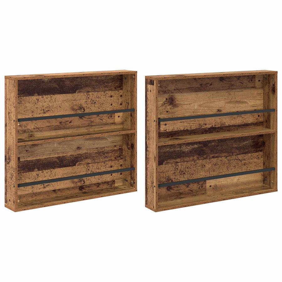 Tijdschrift Rek 2 Pcs Oudhout Bewerkt Hout 80 x 12 x 70 cm Oud hout