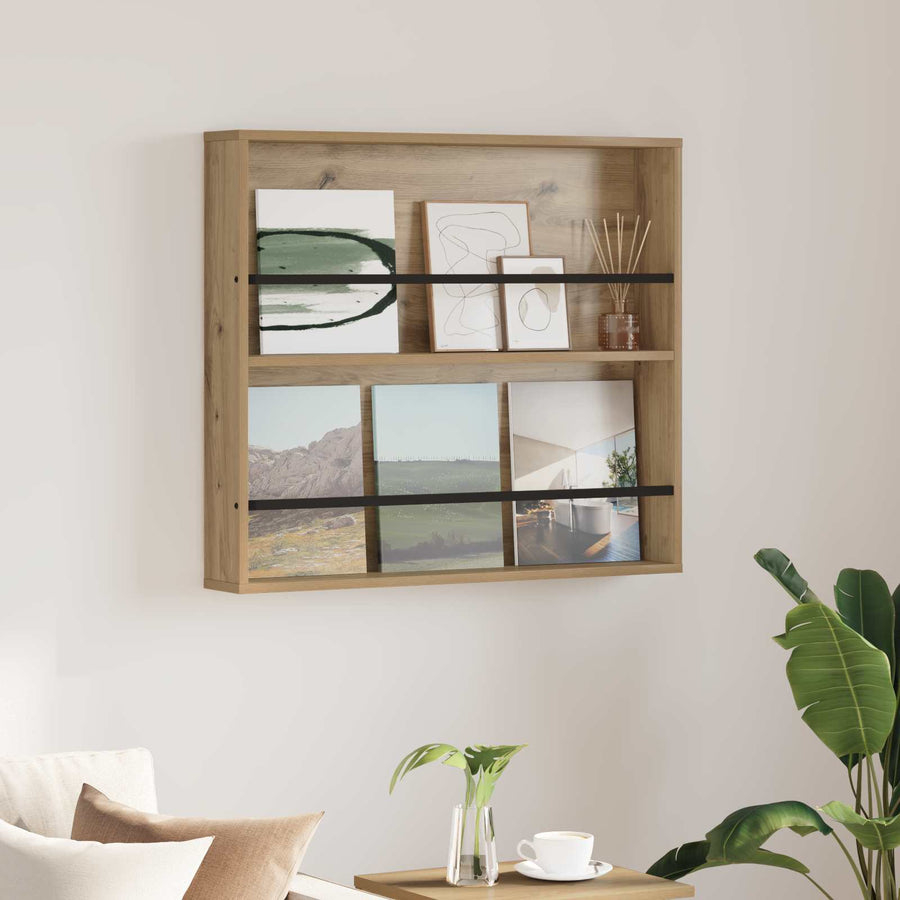 Tijdschrift Rek Artisan Eiken Bewerkt Hout 1 80 x 12 x 70 cm artisanaal eikenkleurig