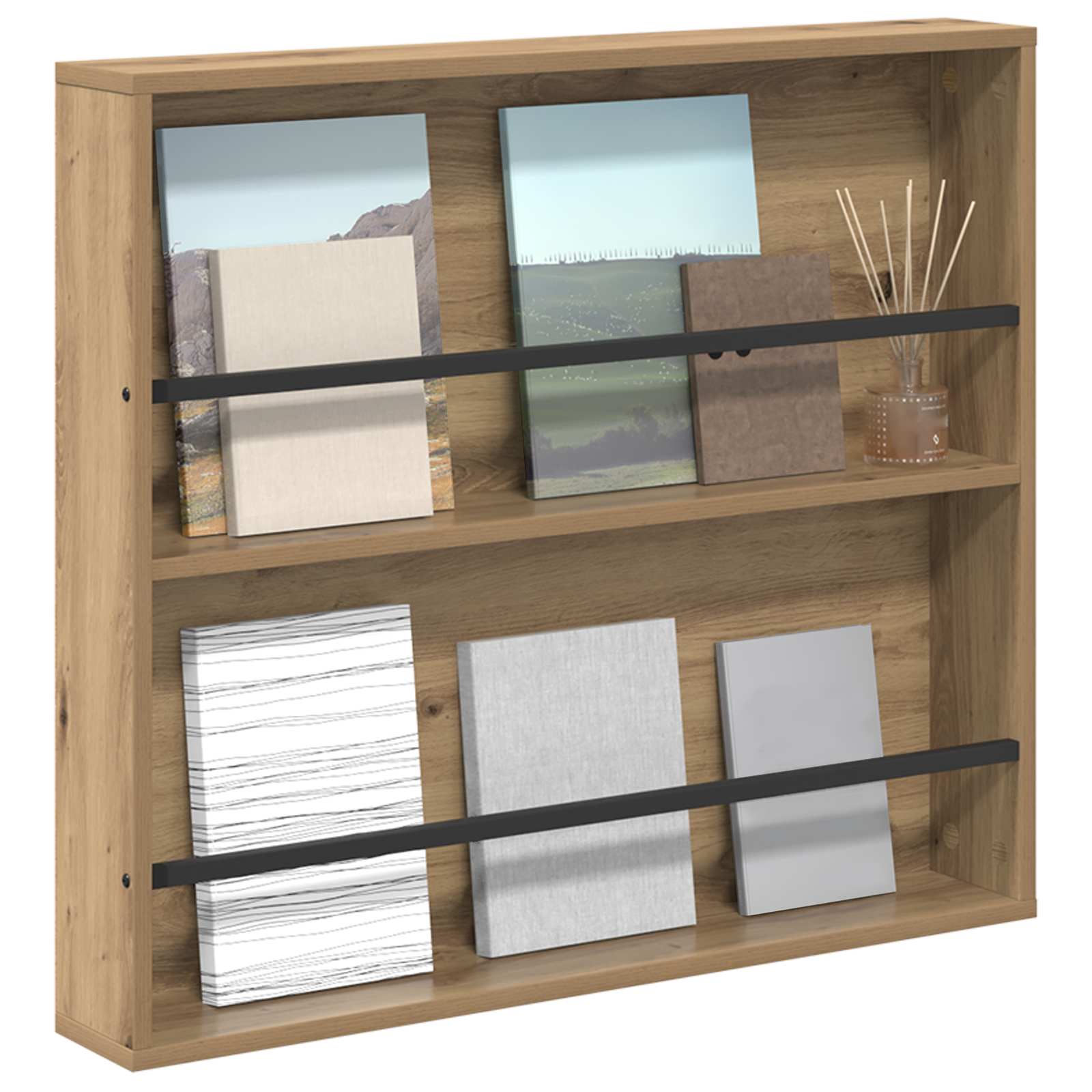 Tijdschrift Rek Artisan Eiken Bewerkt Hout 1 80 x 12 x 70 cm artisanaal eikenkleurig