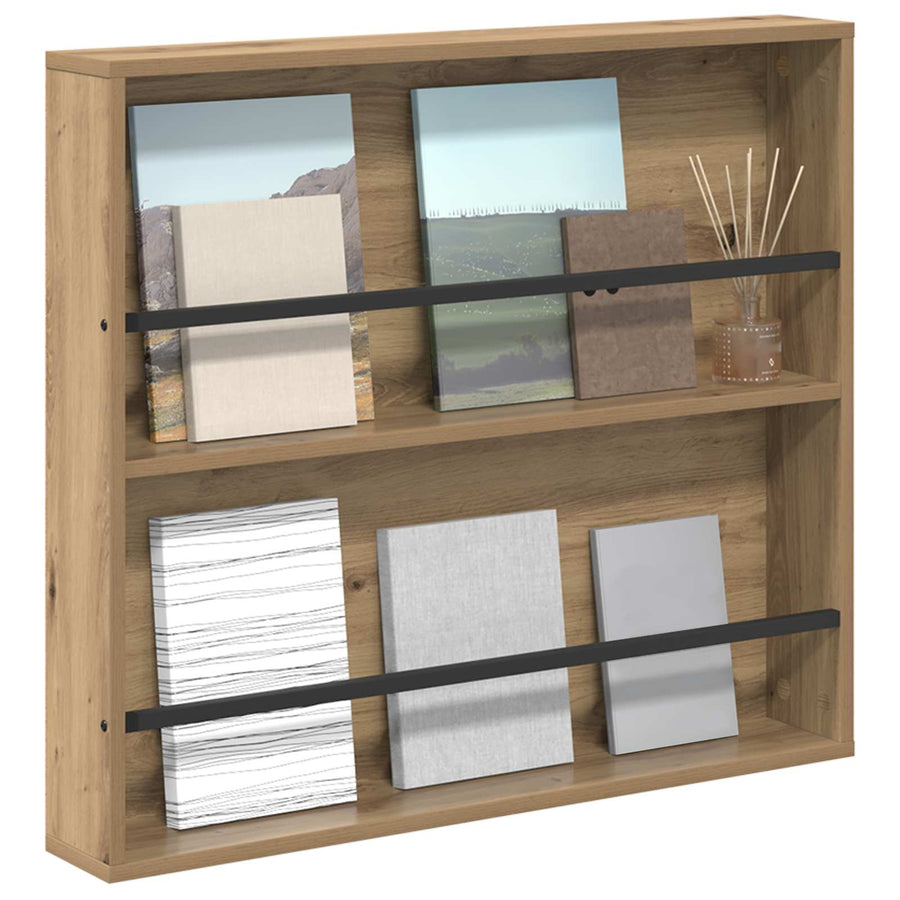 Tijdschrift Rek Artisan Eiken Bewerkt Hout 1 80 x 12 x 70 cm artisanaal eikenkleurig