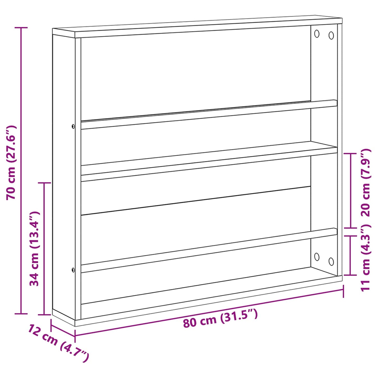 Tijdschrift Rek Artisan Eiken Bewerkt Hout 1 80 x 12 x 70 cm artisanaal eikenkleurig