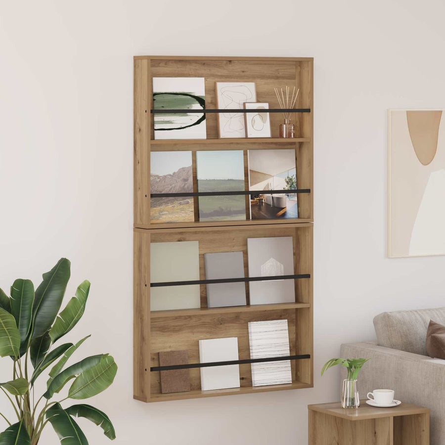 Tijdschrift Rek Met Plank 2 Pcs Artisan Eiken 80 x 12 x 70 cm artisanaal eikenkleurig