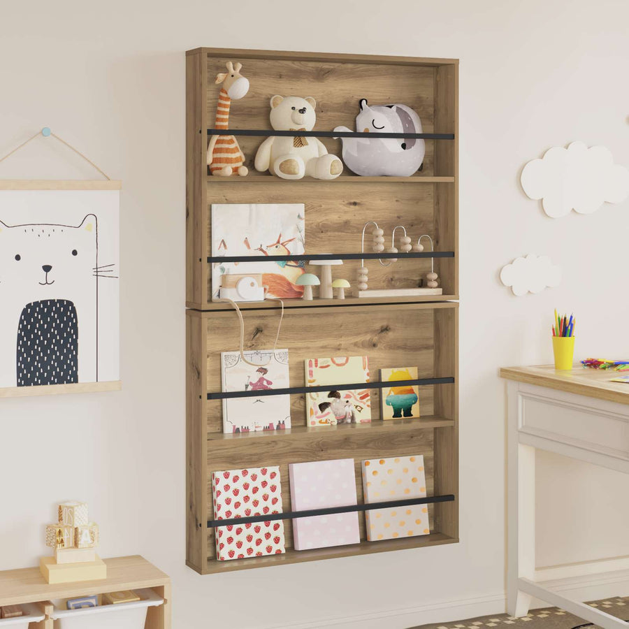 Tijdschrift Rek Met Plank 2 Pcs Artisan Eiken 80 x 12 x 70 cm artisanaal eikenkleurig