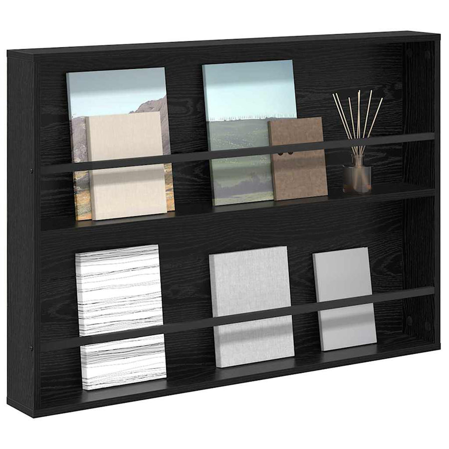 Tijdschrift Rek Bewerkt Hout 1 100 x 12 x 70 cm Zwart eiken