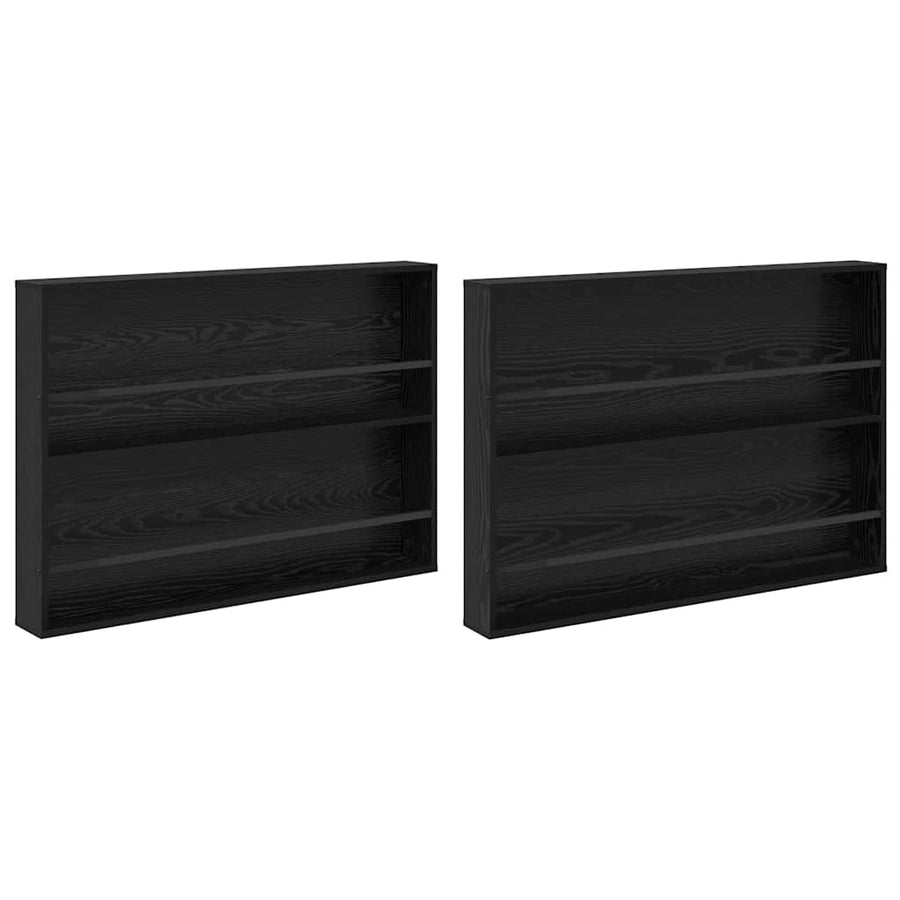 Tijdschrift Rek 2 Pcs Bewerkt Hout 100 x 12 x 70 cm Zwart eiken