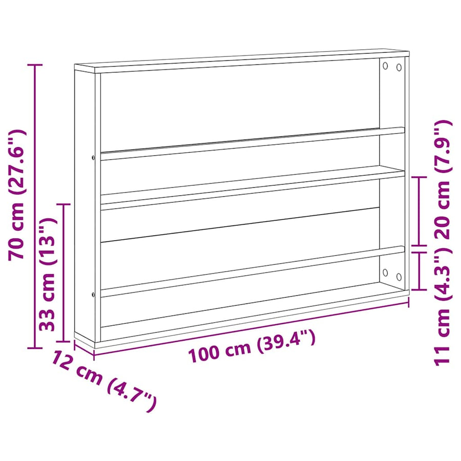 Tijdschrift Rek 2 Pcs Bewerkt Hout 100 x 12 x 70 cm Zwart eiken