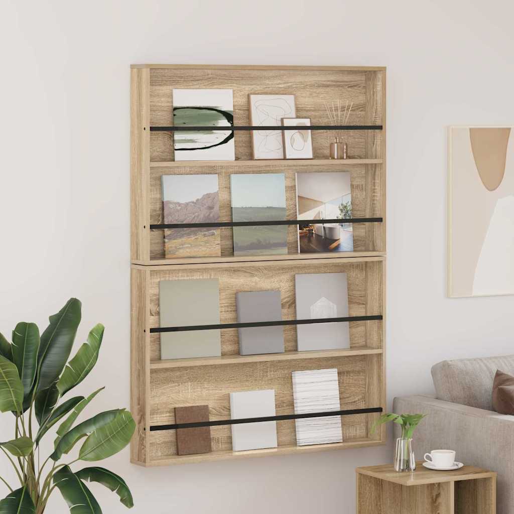 Tijdschrift Rek Met Plank 2 Pcs 100 x 12 x 70 cm Sonoma eiken