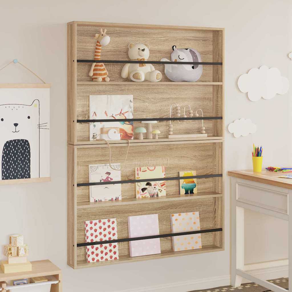 Tijdschrift Rek Met Plank 2 Pcs 100 x 12 x 70 cm Sonoma eiken