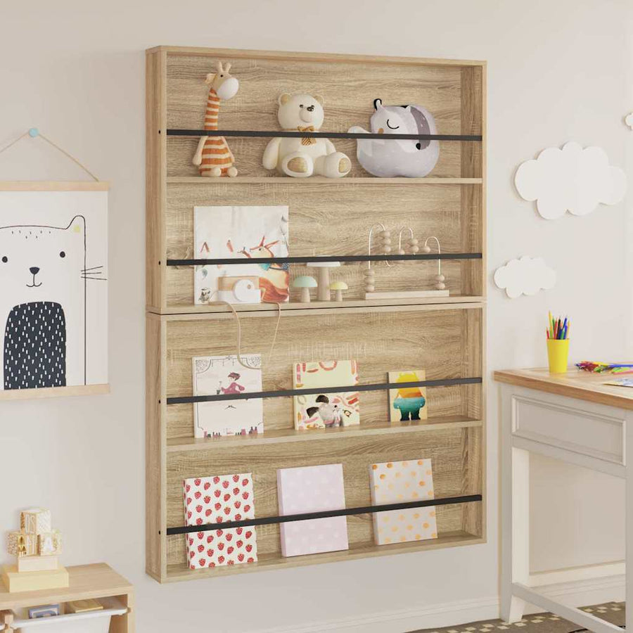 Tijdschrift Rek Met Plank 2 Pcs 100 x 12 x 70 cm Sonoma eiken