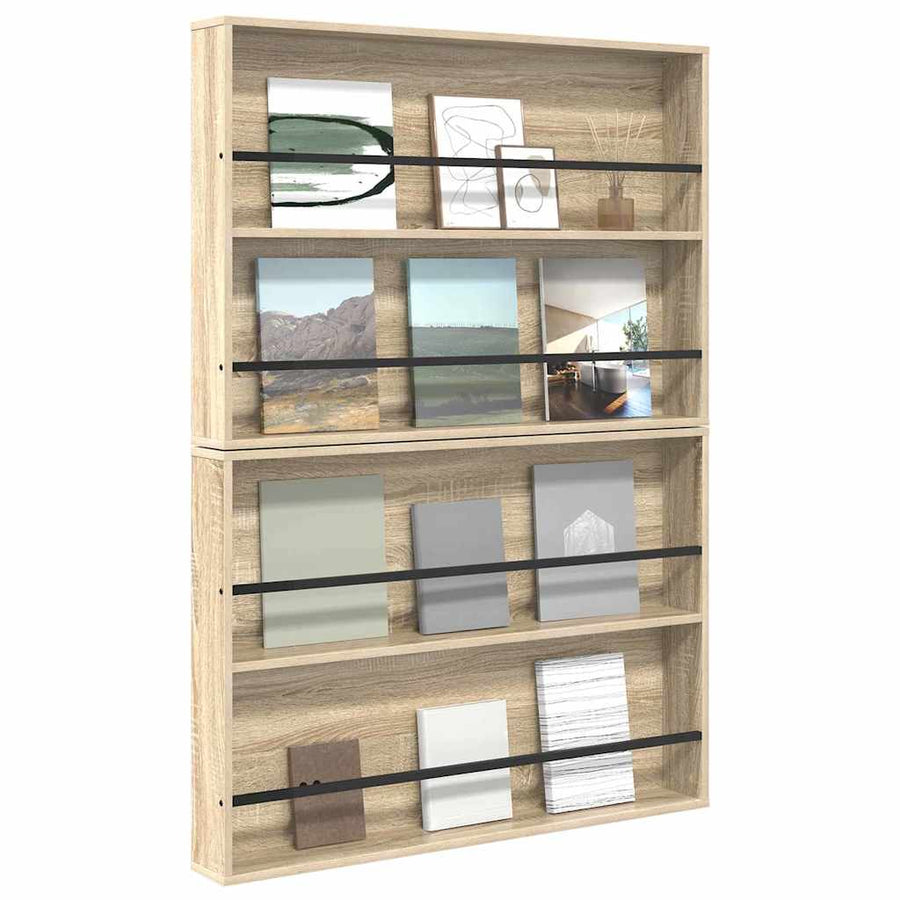 Tijdschrift Rek Met Plank 2 Pcs 100 x 12 x 70 cm Sonoma eiken