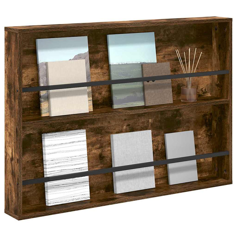 Tijdschrift Rek Bewerkt Hout 1 100 x 12 x 70 cm Gerookt eiken