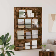 Tijdschriftrek met plank 100x12x70 cm gerookt eiken (2 stuks)