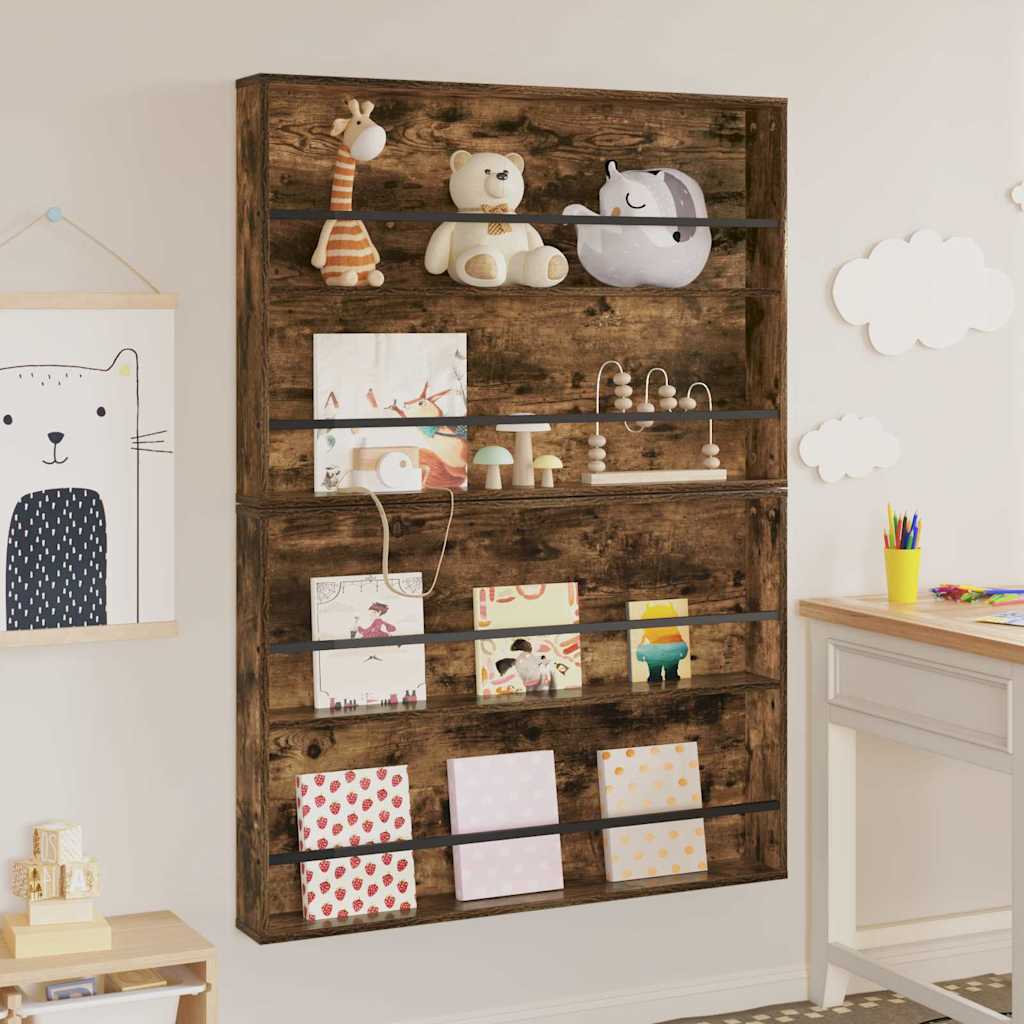 Tijdschrift Rek Met Plank 2 Pcs 100 x 12 x 70 cm Gerookt eiken