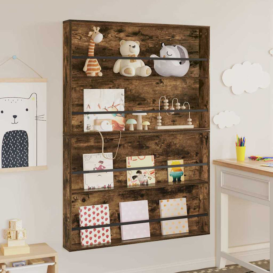 Tijdschrift Rek Met Plank 2 Pcs 100 x 12 x 70 cm Gerookt eiken