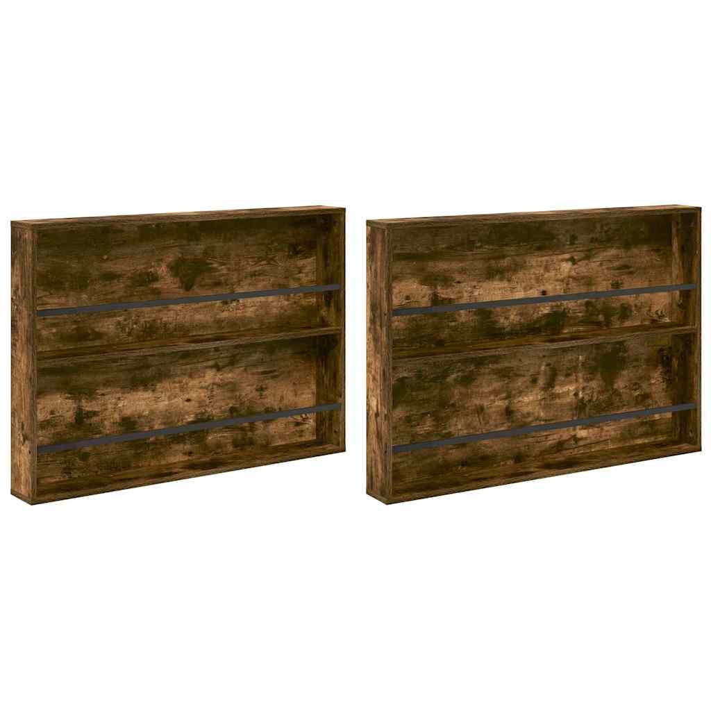 Tijdschrift Rek Met Plank 2 Pcs 100 x 12 x 70 cm Gerookt eiken
