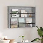 Tijdschriftrek 100x12x70 cm bewerkt hout grijs