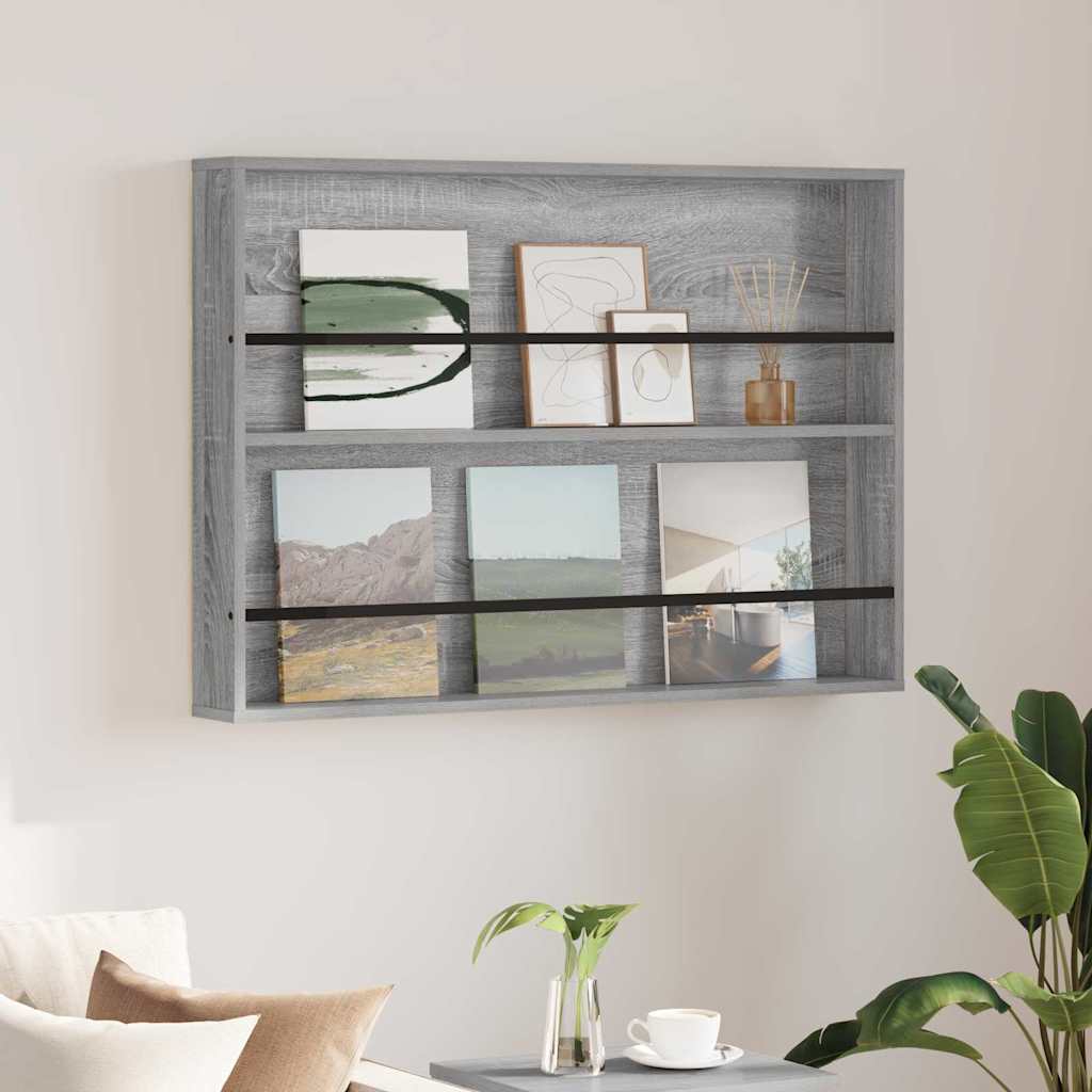 Tijdschrift Rek Bewerkt Hout 1 100 x 12 x 70 cm Grijs sonoma
