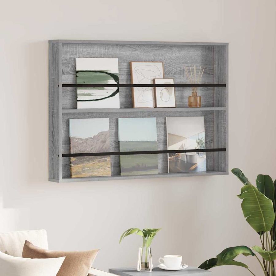 Tijdschrift Rek Bewerkt Hout 1 100 x 12 x 70 cm Grijs sonoma
