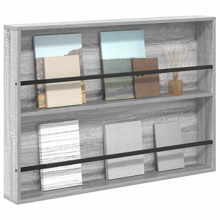 Tijdschrift Rek Bewerkt Hout 1 100 x 12 x 70 cm Grijs sonoma