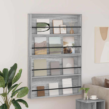 Tijdschrift Rek Met Plank 2 Pcs 100 x 12 x 70 cm Grijs sonoma