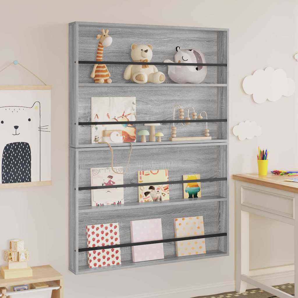 Tijdschrift Rek Met Plank 2 Pcs 100 x 12 x 70 cm Grijs sonoma