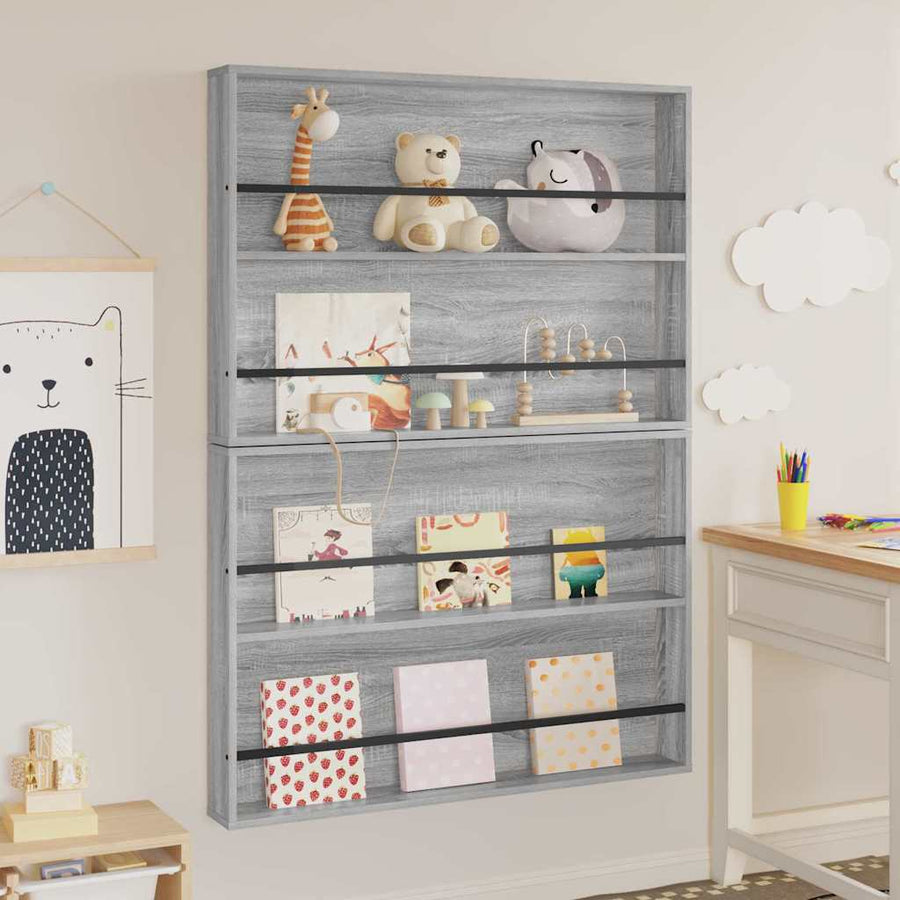 Tijdschrift Rek Met Plank 2 Pcs 100 x 12 x 70 cm Grijs sonoma