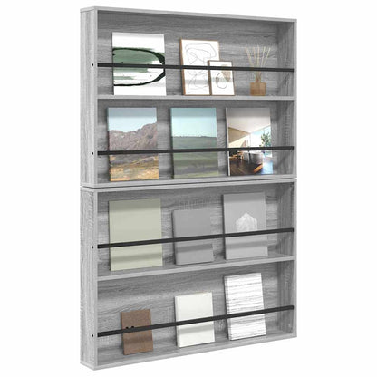 Tijdschrift Rek Met Plank 2 Pcs 100 x 12 x 70 cm Grijs sonoma