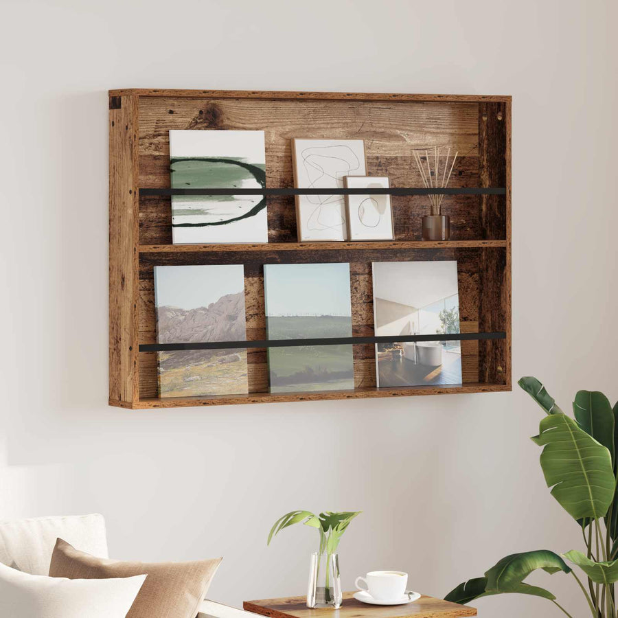 Tijdschrift Rek Met Plank Oudhout Bewerkt Hout 1 100 x 12 x 70 cm Oud hout