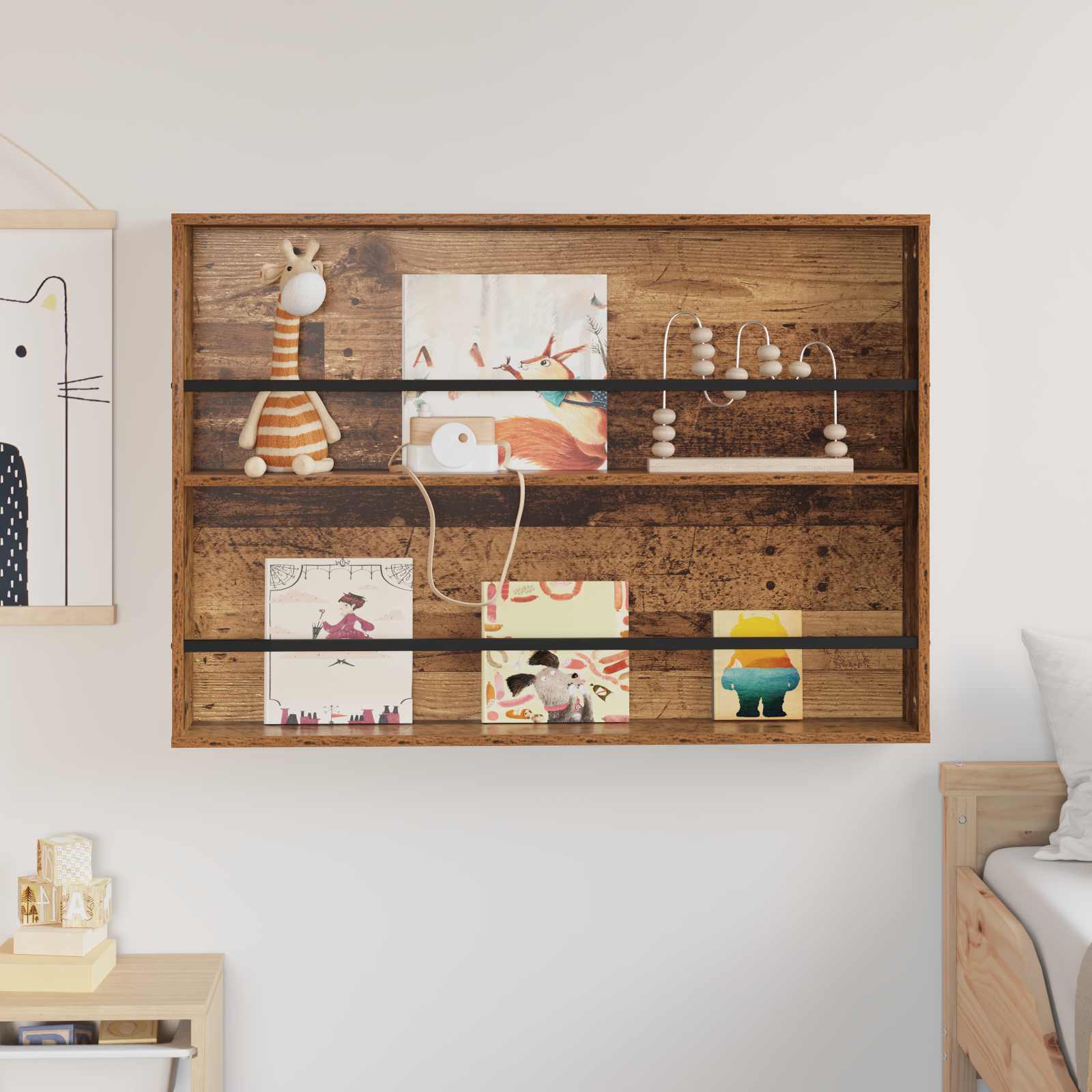 Tijdschrift Rek Met Plank Oudhout Bewerkt Hout 1 100 x 12 x 70 cm Oud hout