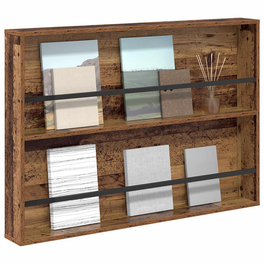 Tijdschrift Rek Met Plank Oudhout Bewerkt Hout 1 100 x 12 x 70 cm Oud hout