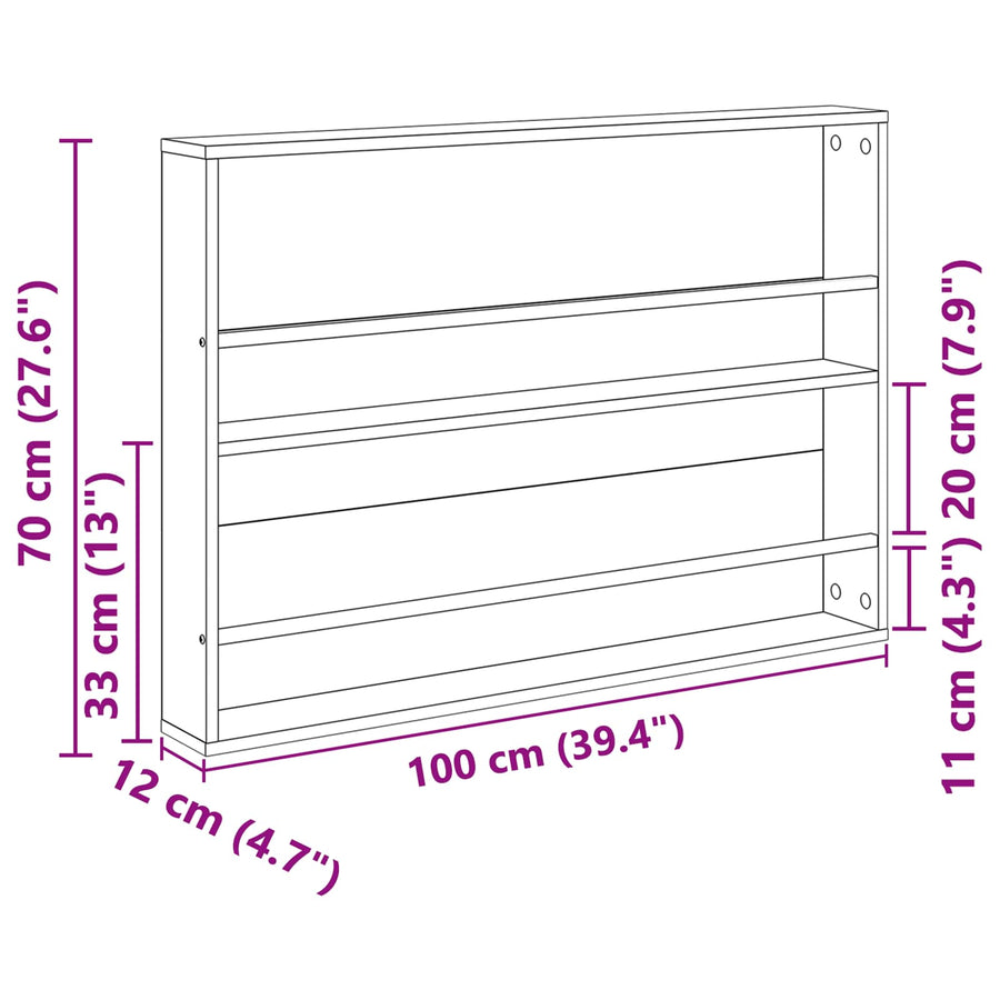 Tijdschrift Rek Met Plank Oudhout Bewerkt Hout 1 100 x 12 x 70 cm Oud hout