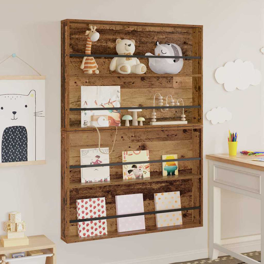 Tijdschrift Rek 2 Pcs Oudhout Bewerkt Hout 100 x 12 x 70 cm Oud hout