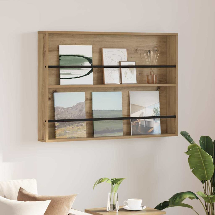Tijdschrift Rek Artisan Eiken Bewerkt Hout 1 100 x 12 x 70 cm artisanaal eikenkleurig
