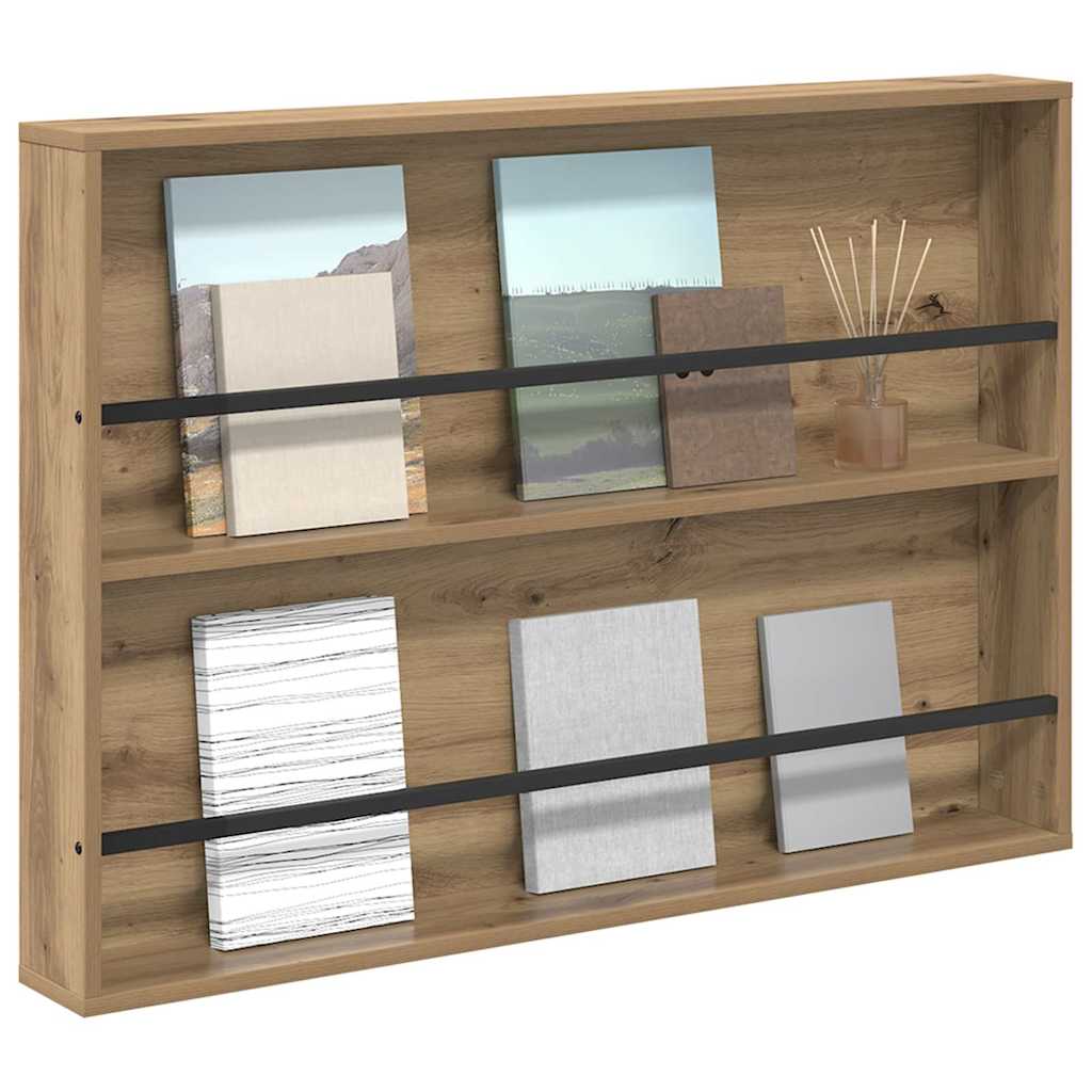 Tijdschrift Rek Artisan Eiken Bewerkt Hout 1 100 x 12 x 70 cm artisanaal eikenkleurig