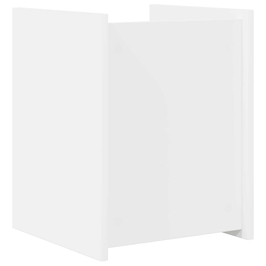Bijzettafel Met Plank 35 X 35 X 45 Cm Bewerkt Hout Wit