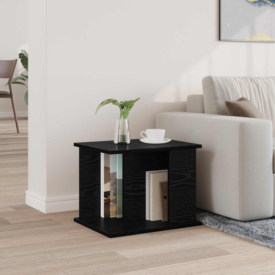 Bijzettafel Met Plank 35 X 35 X 45 Cm Bewerkt Hout Zwart eiken