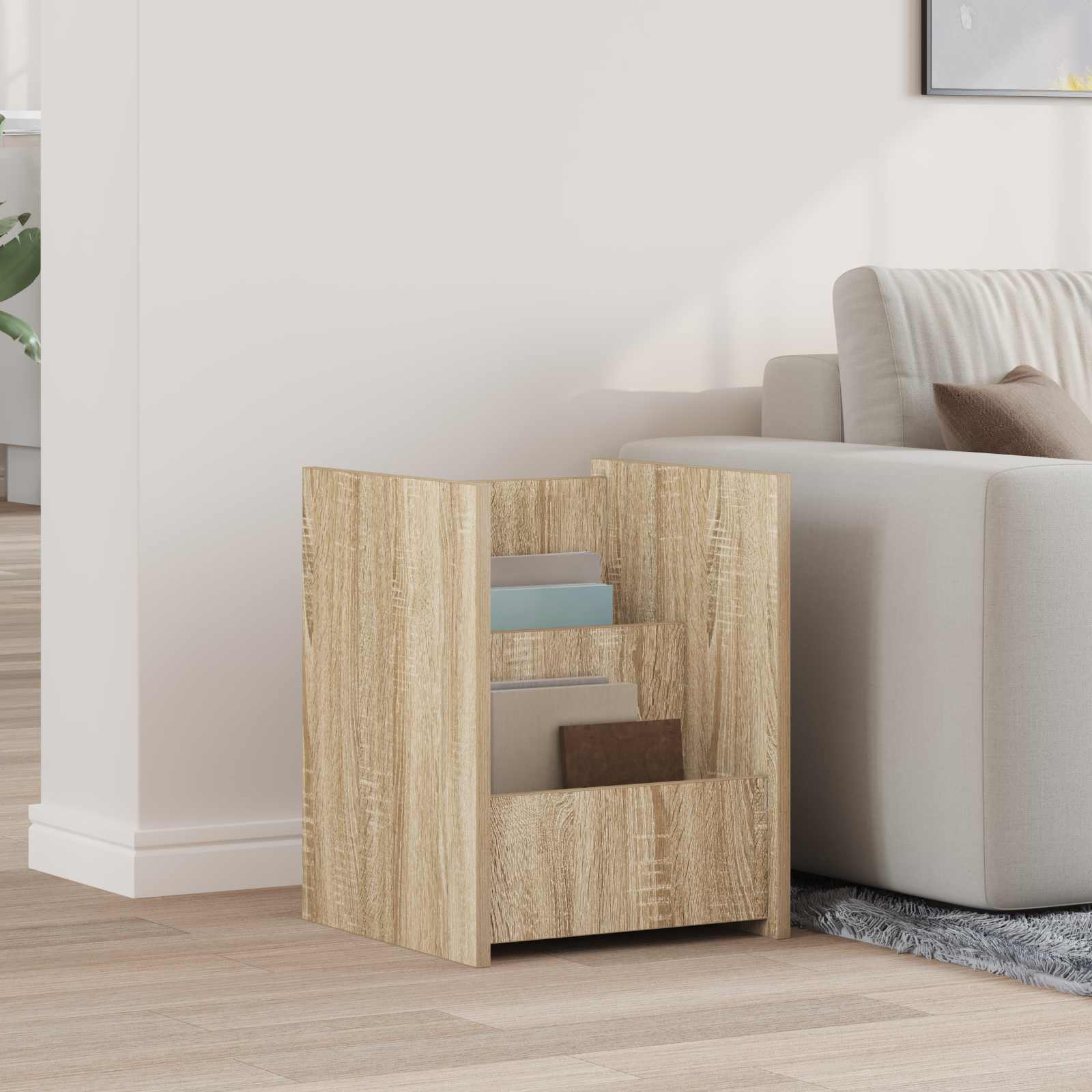Bijzettafel Met Plank 35 X 35 X 45 Cm Bewerkt Hout Sonoma eiken