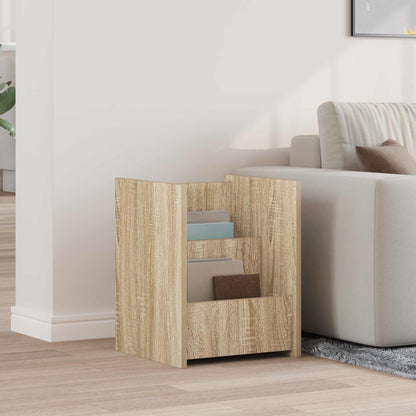 Bijzettafel Met Plank 35 X 35 X 45 Cm Bewerkt Hout Sonoma eiken
