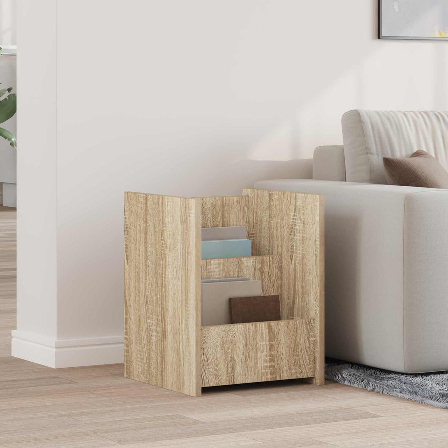 Bijzettafel Met Plank 35 X 35 X 45 Cm Bewerkt Hout Sonoma eiken