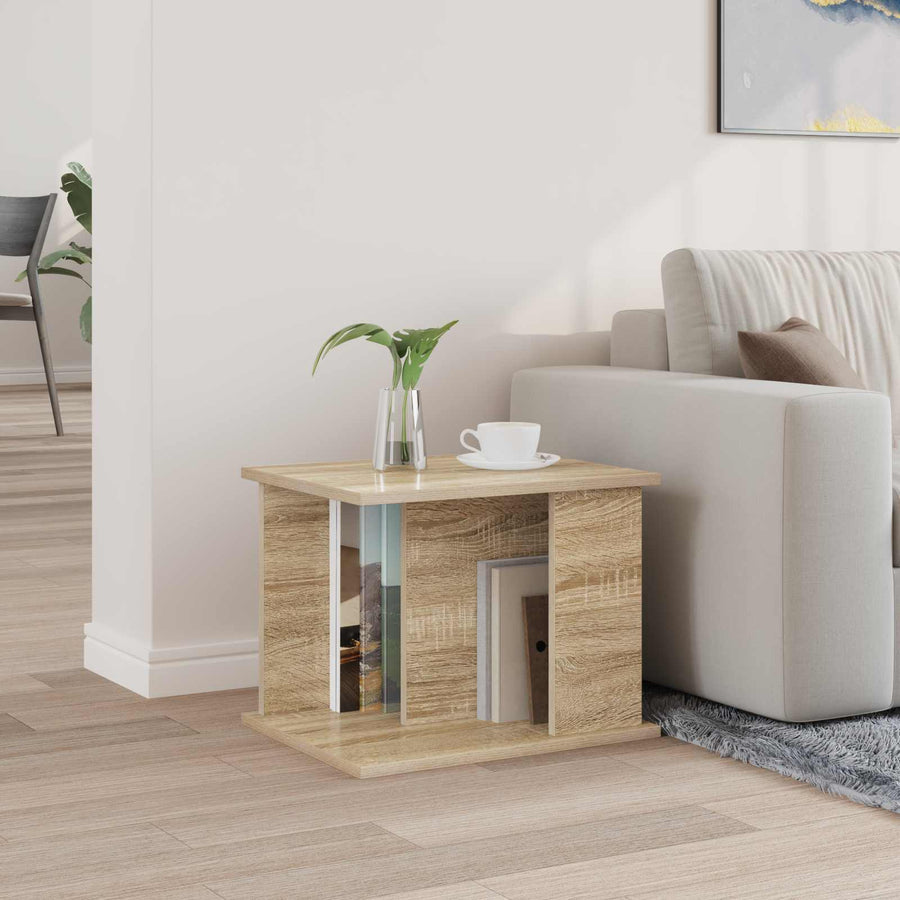 Bijzettafel Met Plank 35 X 35 X 45 Cm Bewerkt Hout Sonoma eiken