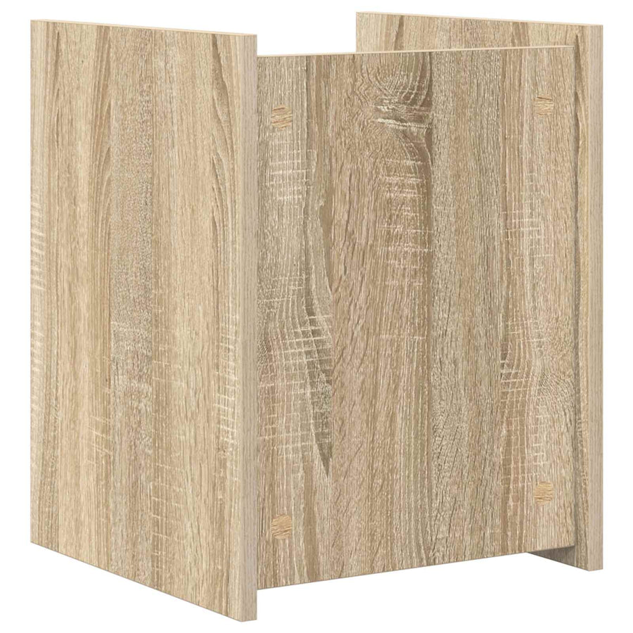 Bijzettafel Met Plank 35 X 35 X 45 Cm Bewerkt Hout Sonoma eiken