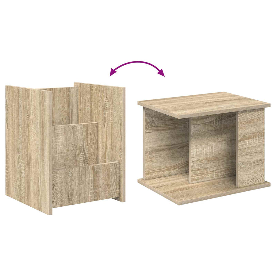 Bijzettafel Met Plank 35 X 35 X 45 Cm Bewerkt Hout Sonoma eiken