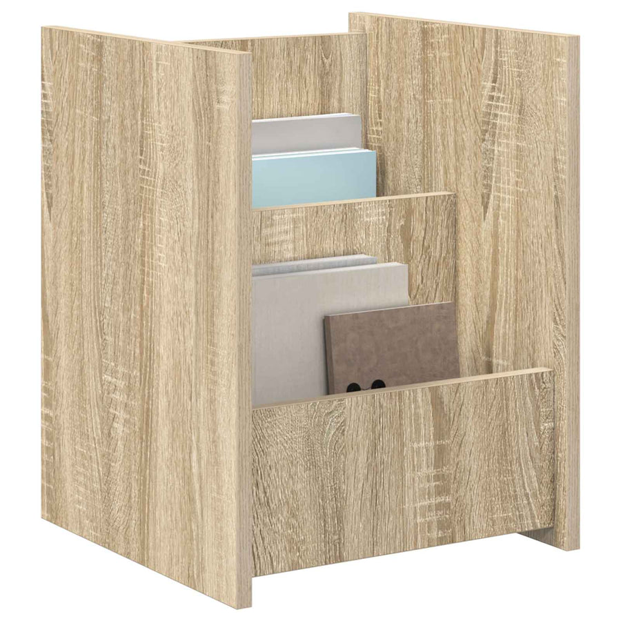 Bijzettafel Met Plank 35 X 35 X 45 Cm Bewerkt Hout Sonoma eiken