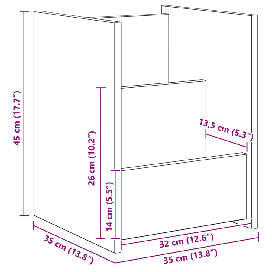 Bijzettafel Met Plank 35 X 35 X 45 Cm Bewerkt Hout Sonoma eiken