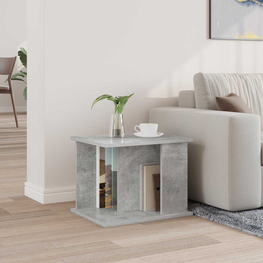 Bijzettafel Met Plank Beton Grijs 35 X 35 X 45 Cm Bewerkt Hout Betongrijs
