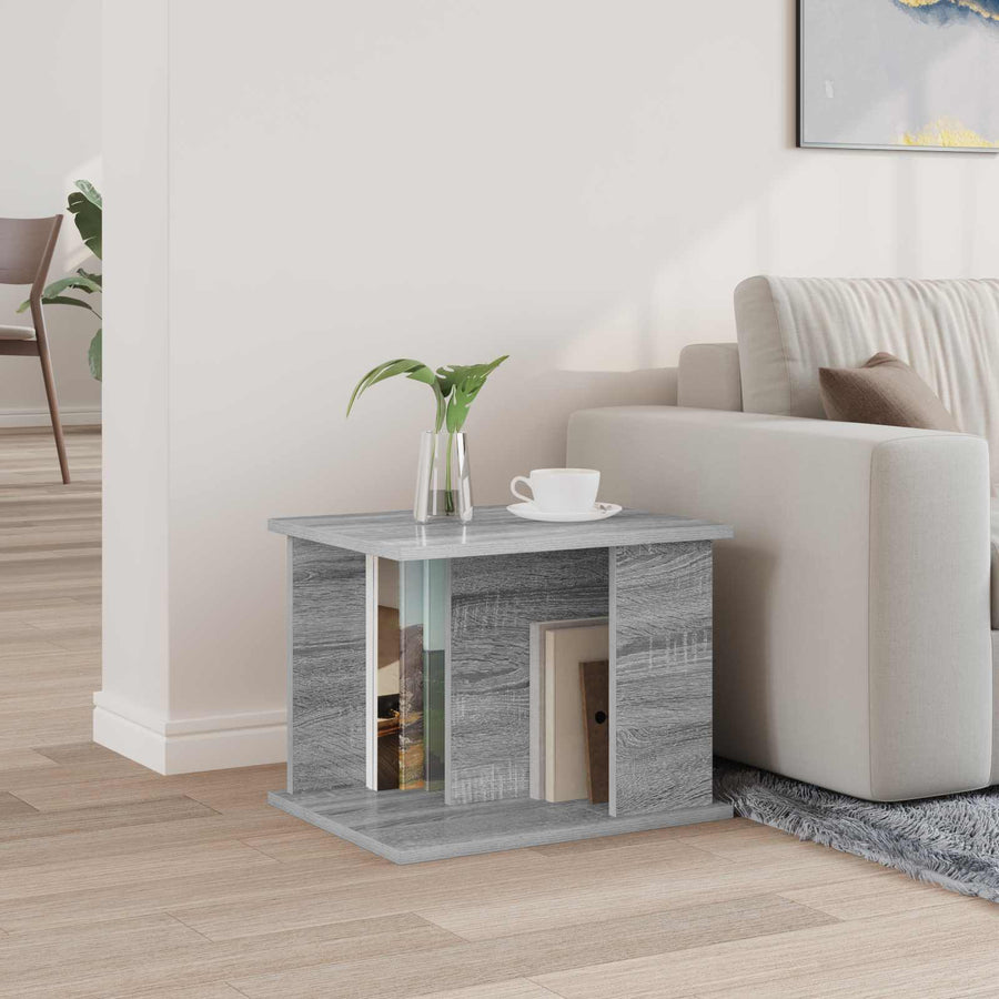 Bijzettafel Met Plank 35 X 35 X 45 Cm Bewerkt Hout Grijs sonoma
